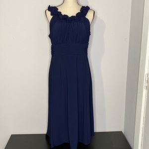 Signature by Sangria Sleeveless Fit & Flare Dress Size 14 Navy